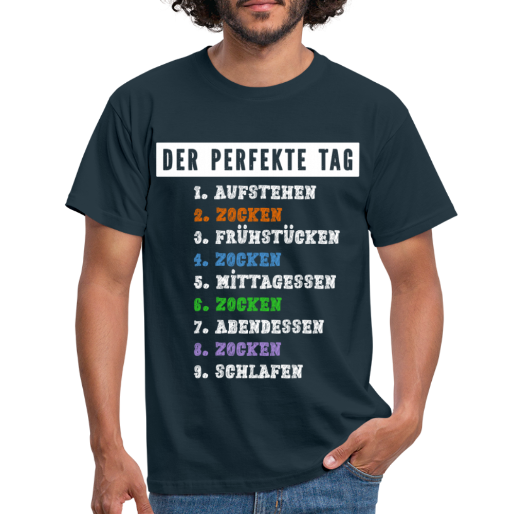 Gamer Zocken Der Perfekte Tag Lustiges Gaming T-Shirt - Navy