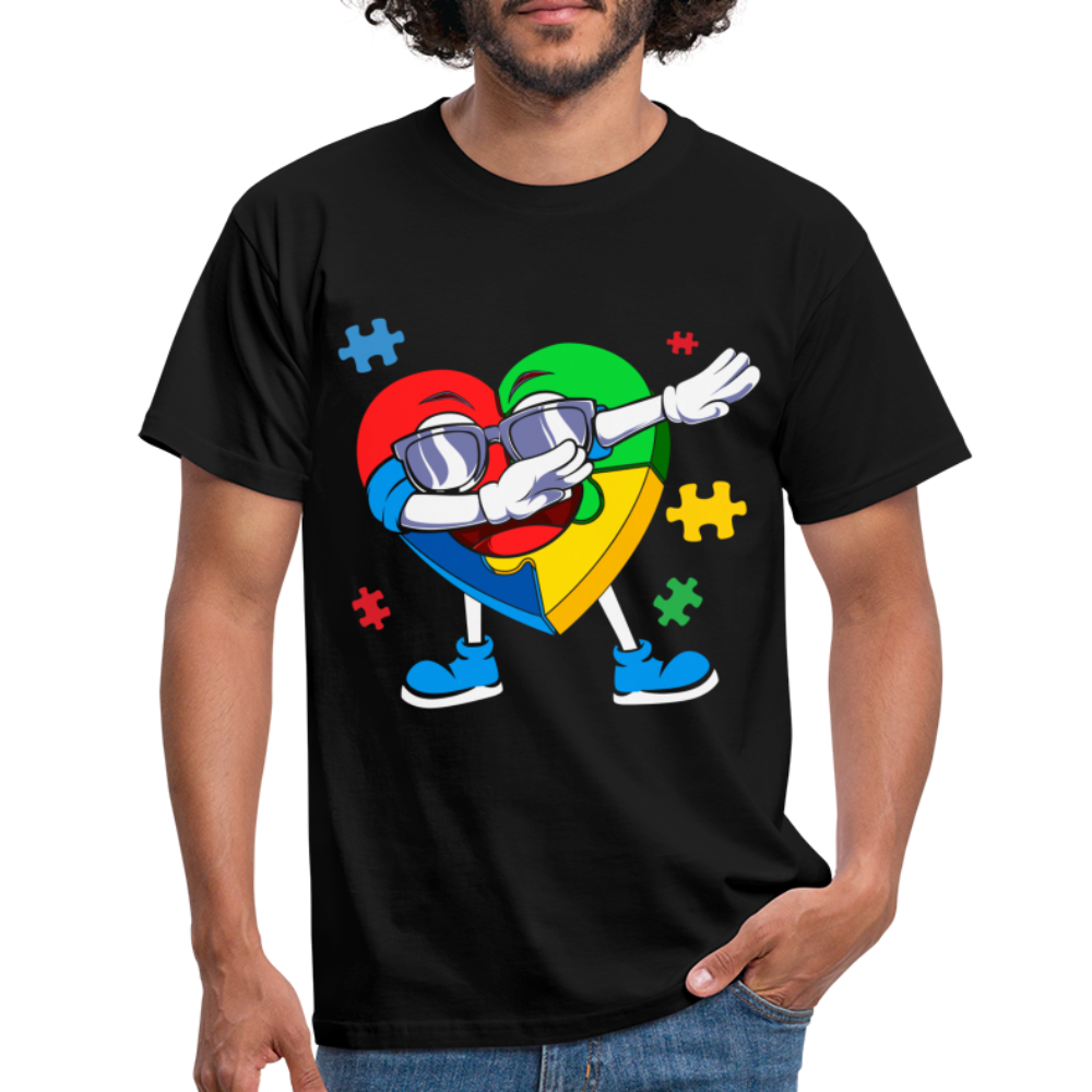 Autismus Tanzendes Herz Dabbing Heart T-Shirt - Schwarz