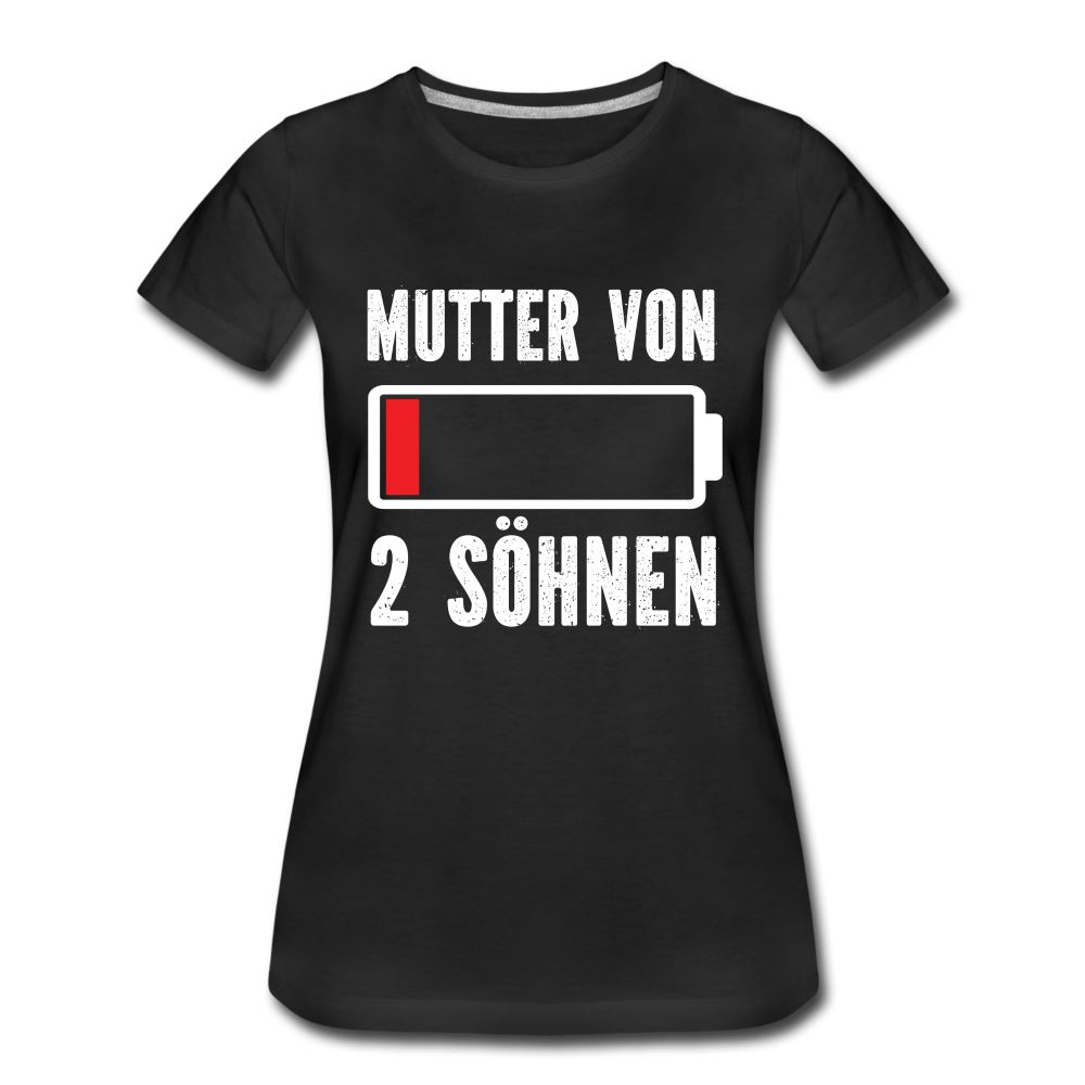 Mutter von 2 Söhnen Batterie Leer Lustiges Mama Premium T-Shirt - Schwarz