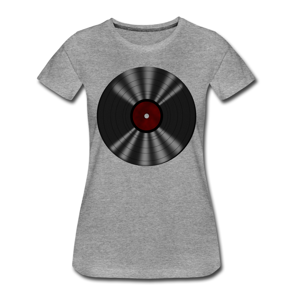 Vintage Schallplatte Retro Vinyl Frauen Premium T-Shirt - Grau meliert