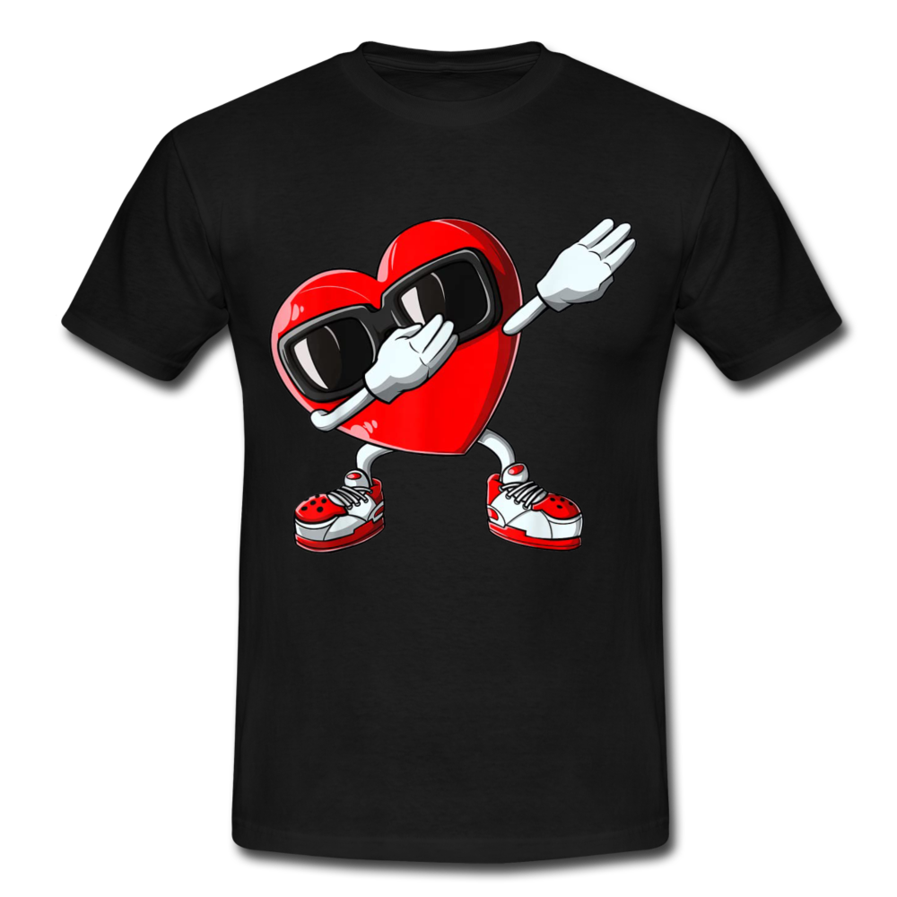 Valentinstag Tanzendes Herz Dabbing Heart T-Shirt - Schwarz