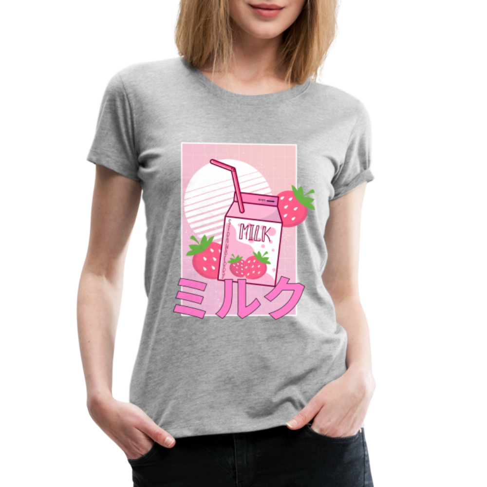 Japanisch Retro Erdbeermilch Strawberry Milk Frauen Premium T-Shirt - Grau meliert