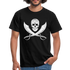 Piraten Flagge Totenkopf Schwert Kreuz T-Shirt - Schwarz