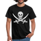 Piraten Flagge Totenkopf Schwert Kreuz T-Shirt - Schwarz