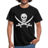 Piraten Flagge Totenkopf Schwert Kreuz T-Shirt - Schwarz