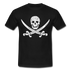 Piraten Flagge Totenkopf Schwert Kreuz T-Shirt - Schwarz