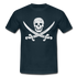 Piraten Flagge Totenkopf Schwert Kreuz T-Shirt - Navy