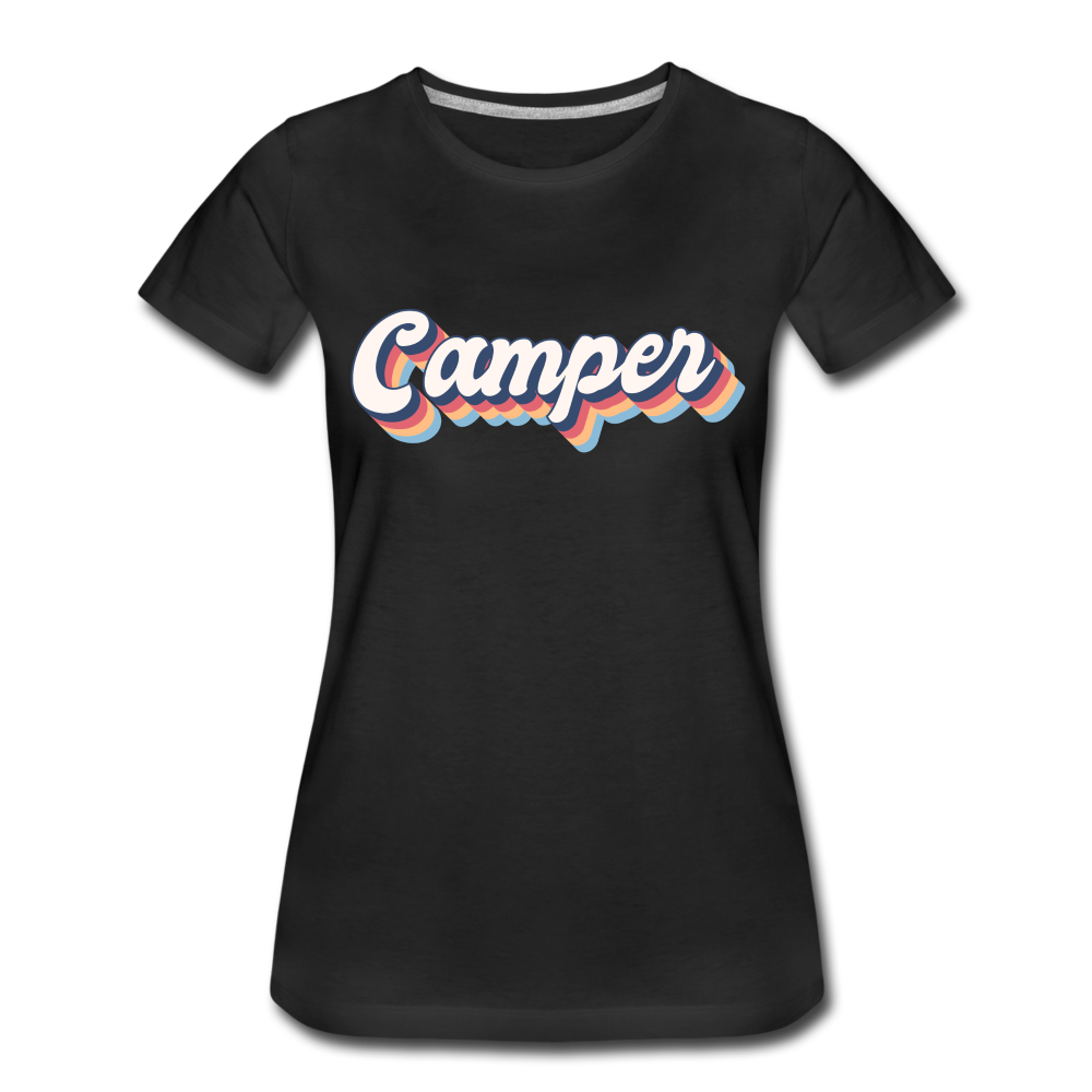 Camping Womo Wohnmobil Retro Style Camper Frauen Premium T-Shirt - Schwarz