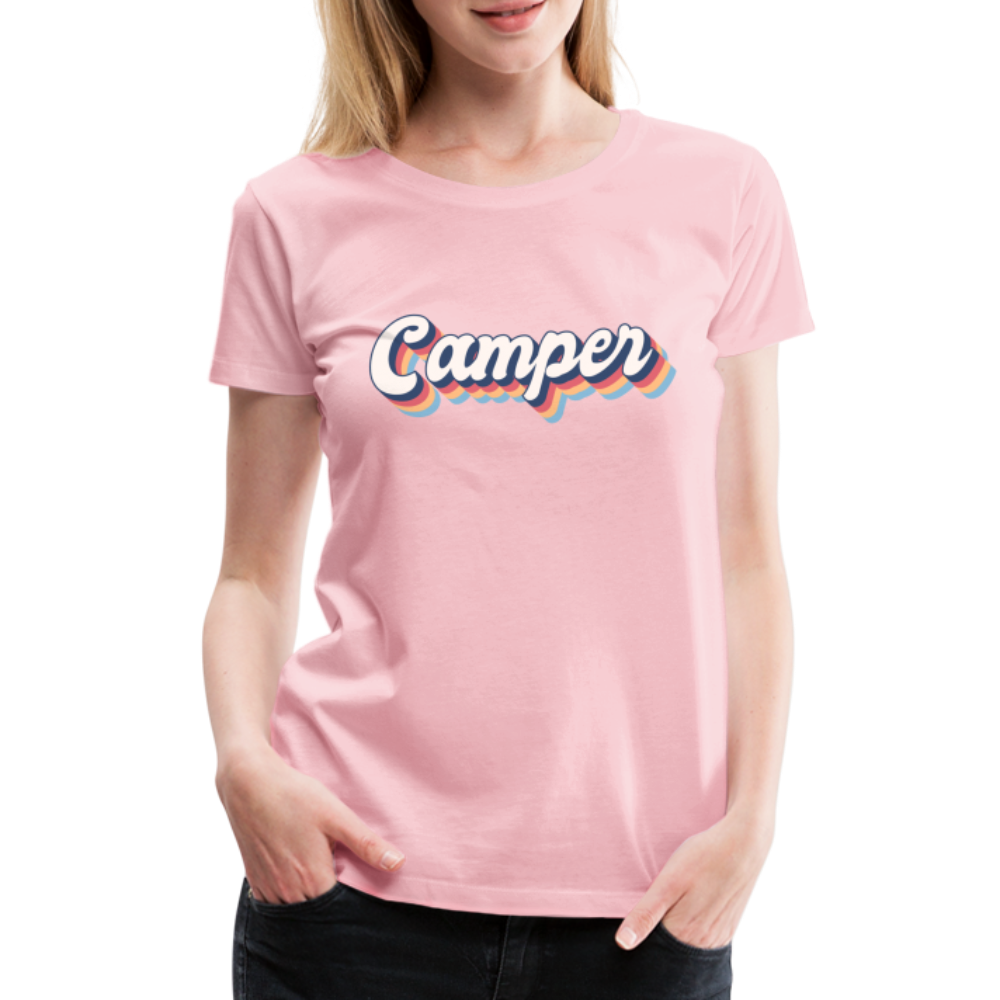 Camping Womo Wohnmobil Retro Style Camper Frauen Premium T-Shirt - Hellrosa