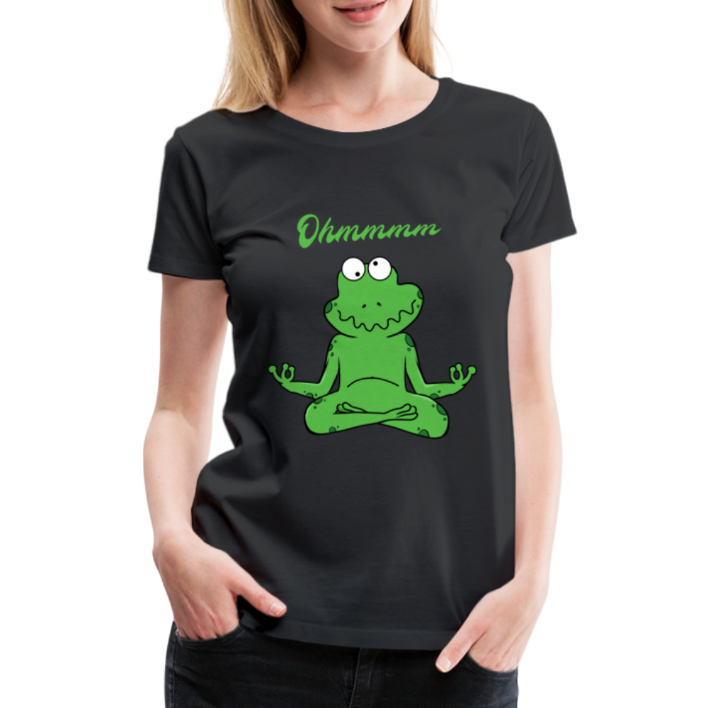Yoga Frosch Ohmmm Lustiges Frauen Premium T-Shirt - Schwarz