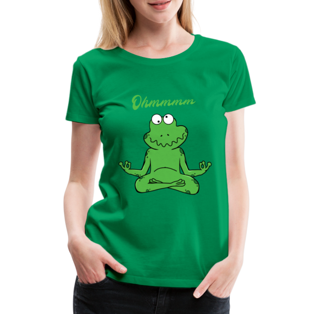 Yoga Frosch Ohmmm Lustiges Frauen Premium T-Shirt - Kelly Green