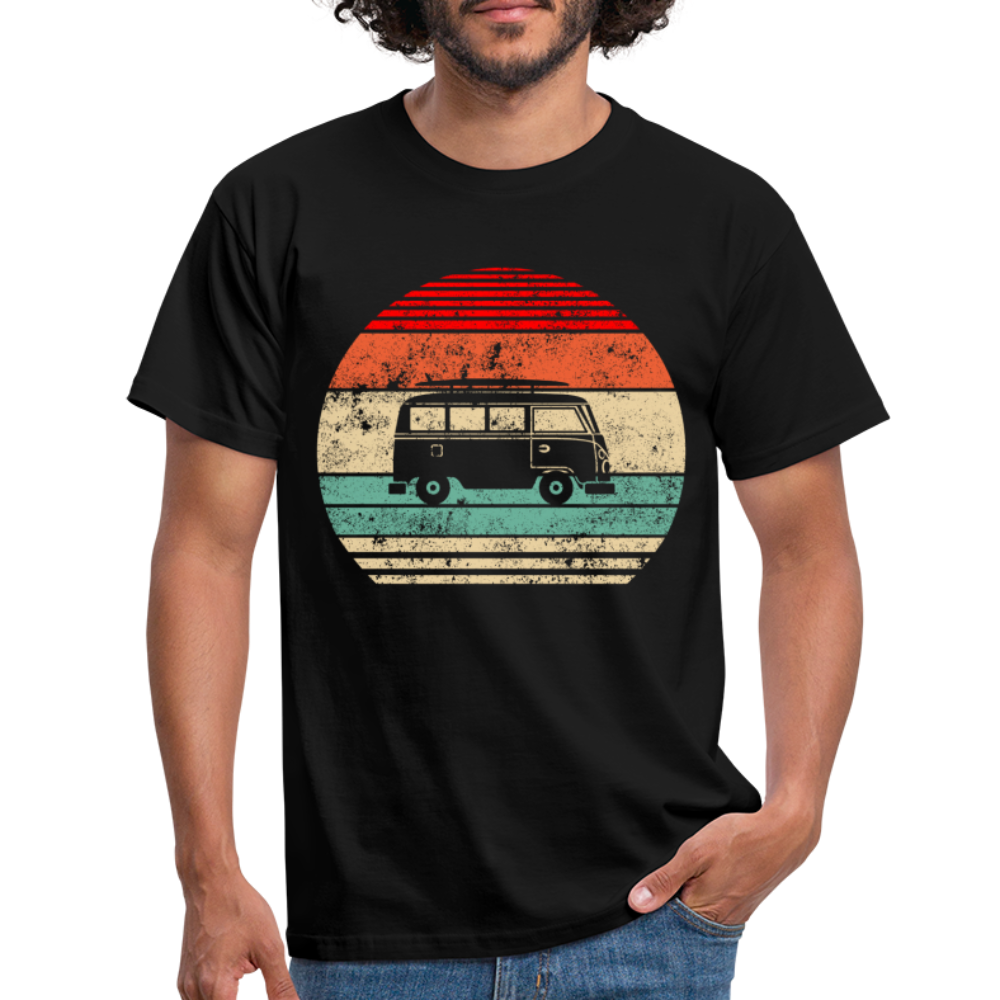 Camping Womo Wohnmobil Retro Style T-Shirt - Schwarz