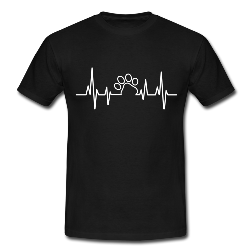 EKG Hundefreunde Hundeliebe Herzschlag T-Shirt - Schwarz