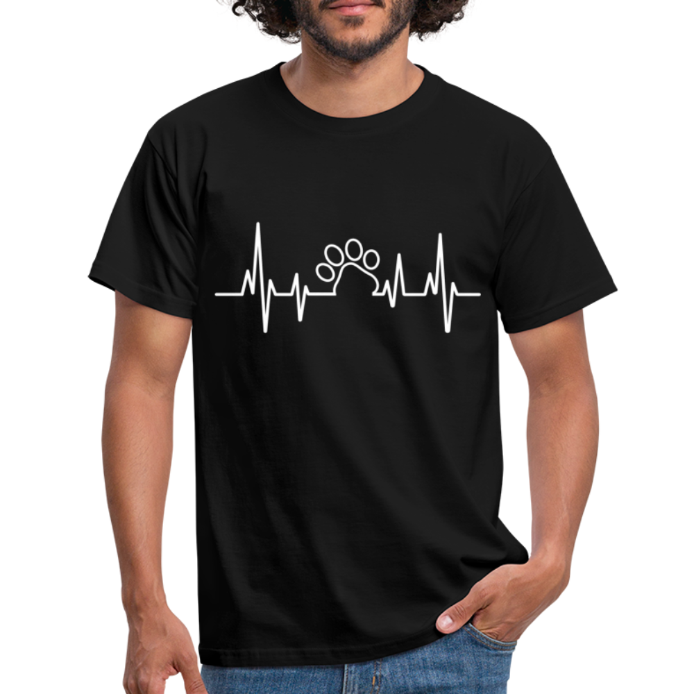 EKG Hundefreunde Hundeliebe Herzschlag T-Shirt - Schwarz