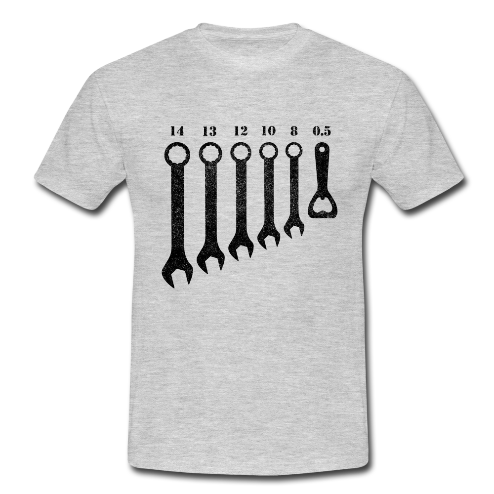 Mechaniker Mechatroniker Schraubenschlüssel Flaschenöffner T-Shirt - Grau meliert