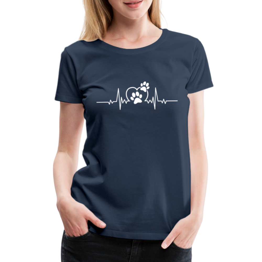 EKG Hundefreunde Hundeliebe Herzschlag Frauen Premium T-Shirt - Navy