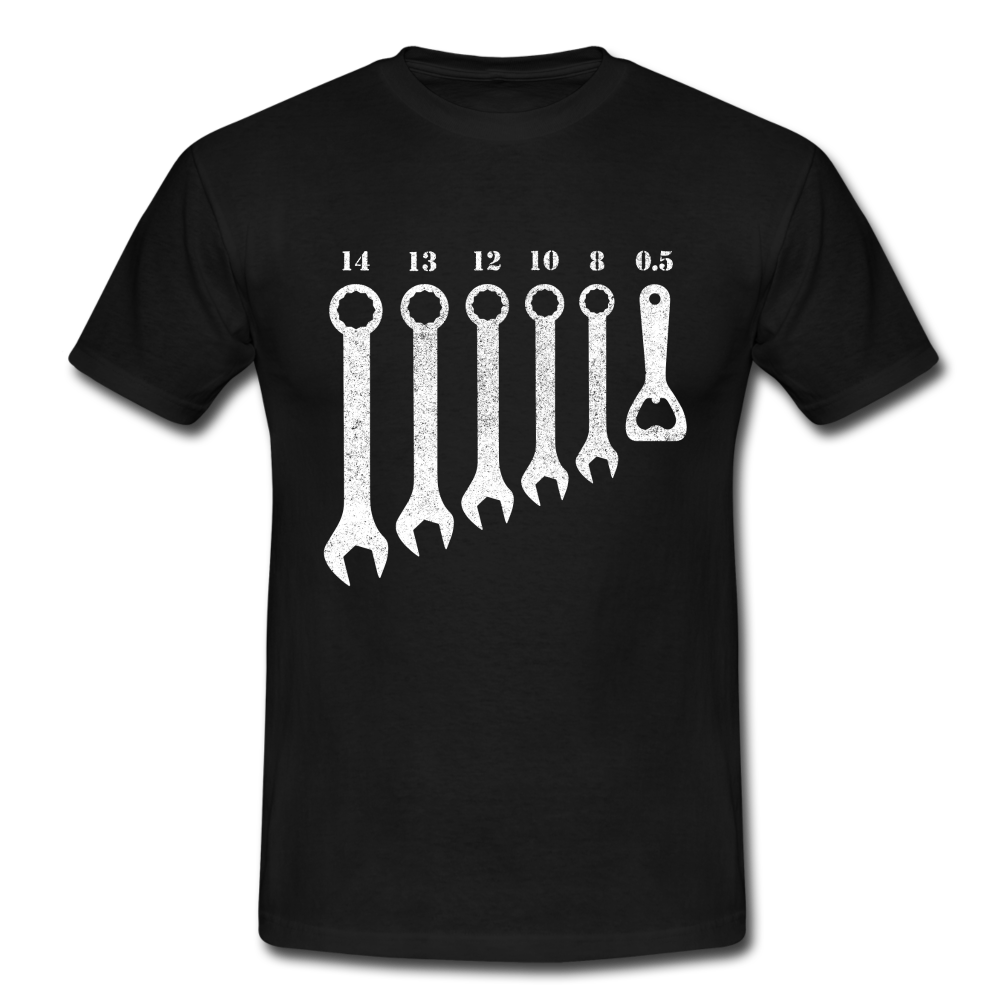 Mechaniker Mechatroniker Schraubenschlüssel Flaschenöffner T-Shirt - Schwarz