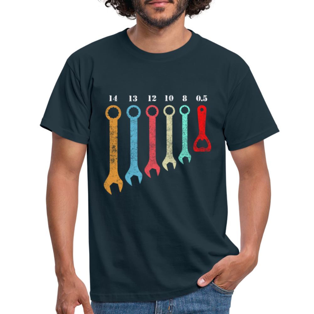Mechaniker Mechatroniker Schraubenschlüssel Flaschenöffner T-Shirt - Navy