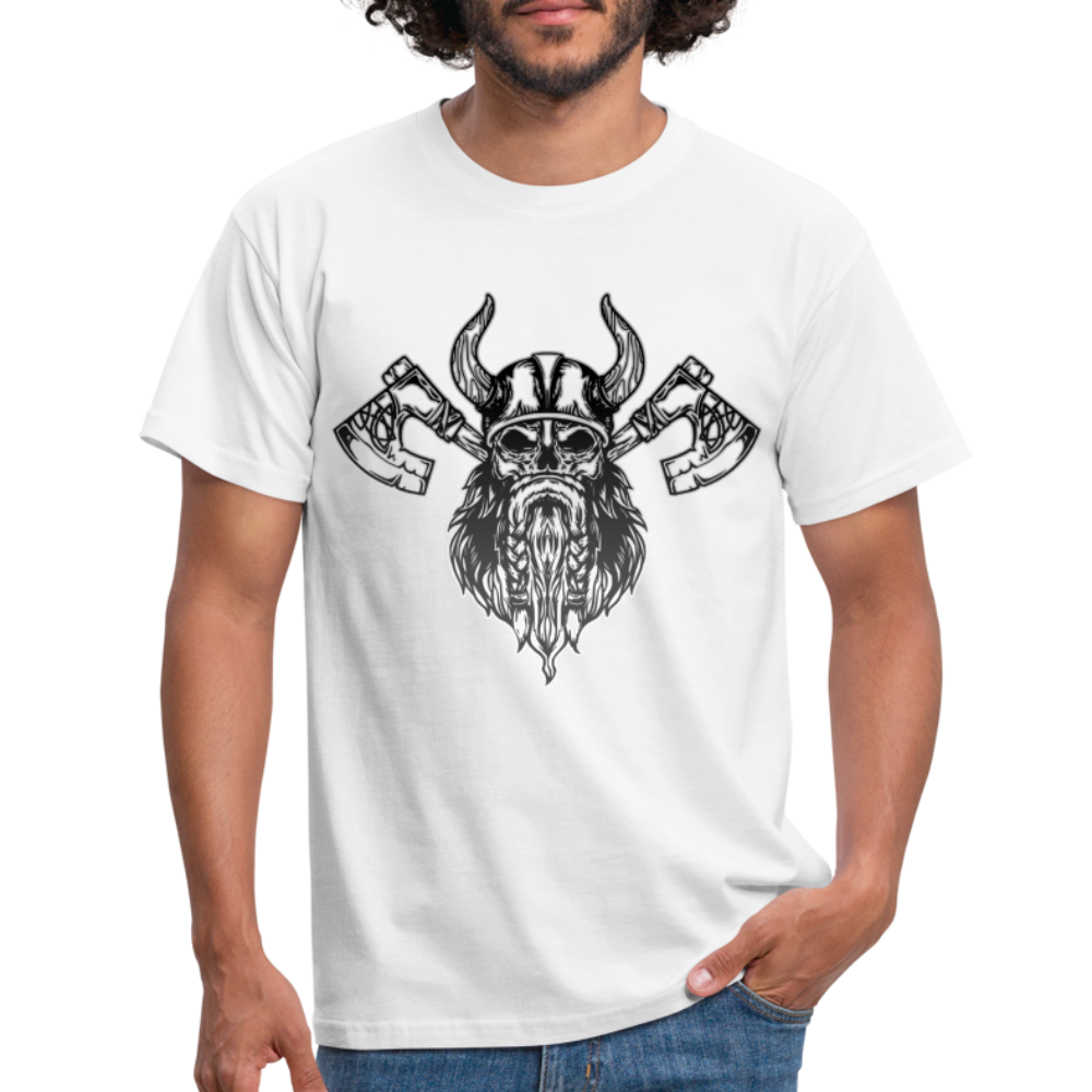 Wikinger Totenkopf Axt Viking T-Shirt - Weiß
