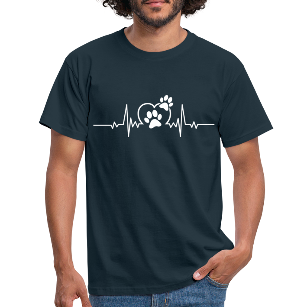 EKG Hundefreunde Hundeliebe Herzschlag T-Shirt - Navy