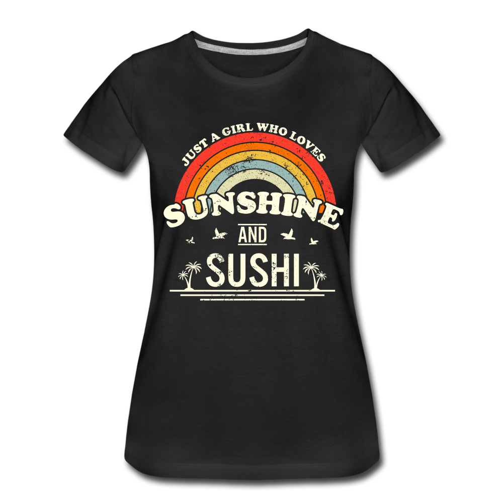 Just a Girl Who Love Sushi & Sunshine Retro Style Frauen Premium T-Shirt - Schwarz