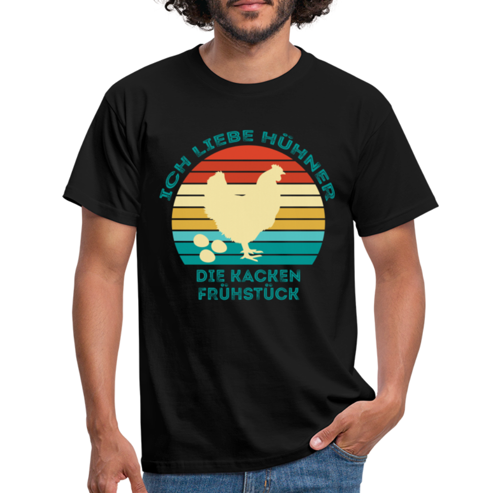 Ich Liebe Hühner die kacken Frühstück Lustiges T-Shirt - Schwarz