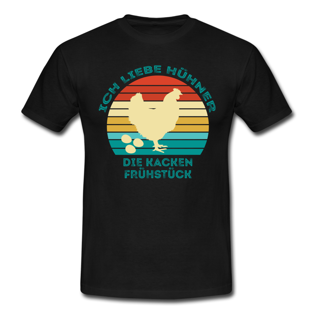 Ich Liebe Hühner die kacken Frühstück Lustiges T-Shirt - Schwarz