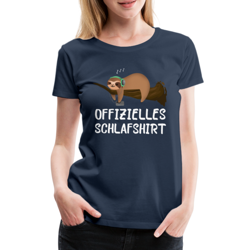 Offizielle Schlafshirt Faultier Schlafanzug Lustiges Frauen Premium T-Shirt - Navy