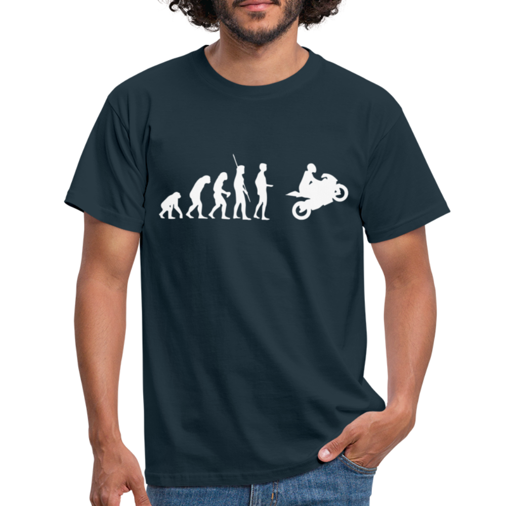 Biker Motorradfahrer Evolution Geschenkidee T-Shirt - Navy