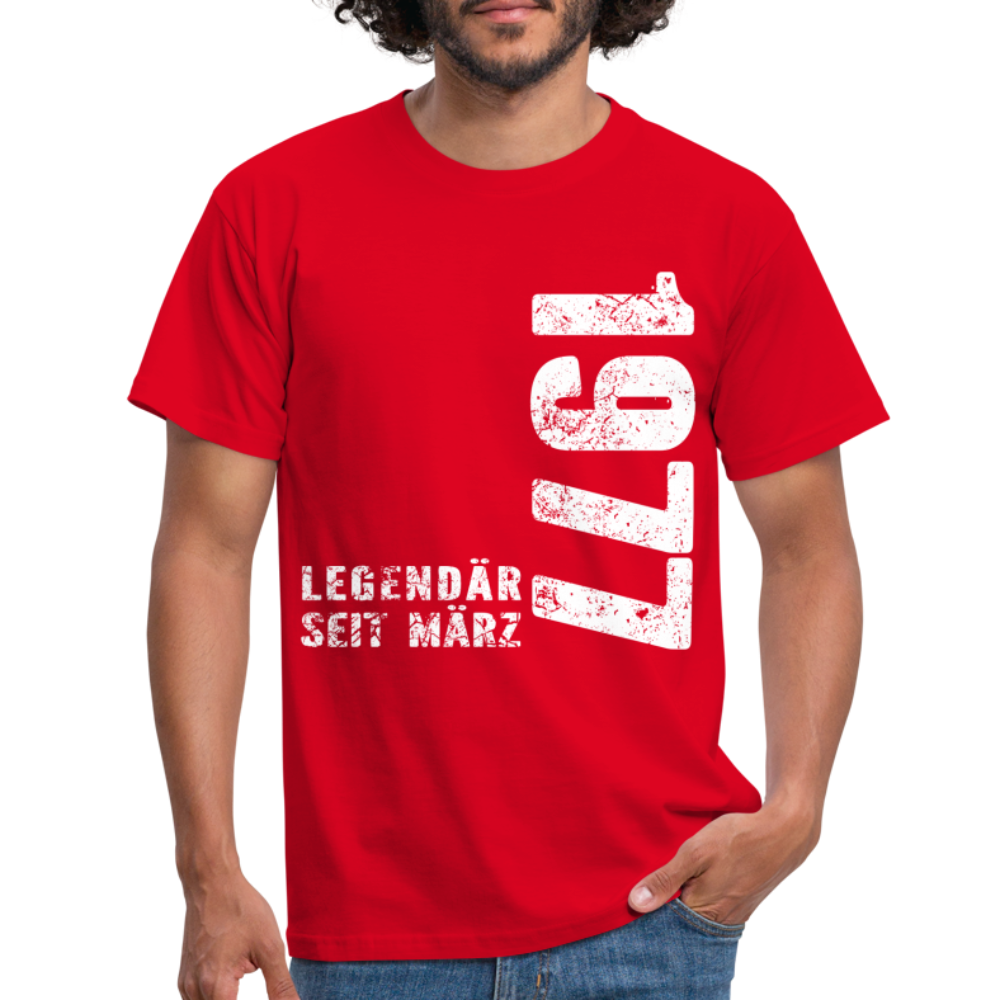 45. Geburtstag Legendär seit 1977 Geschenk Männer T-Shirt - red