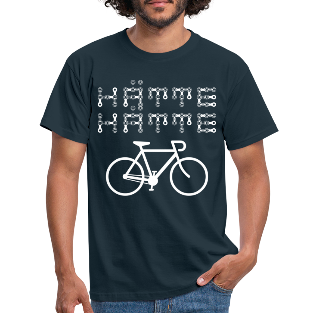 Fahrrad Fahrer Hätte Hätte Fahrradkette Witziges Männer T-Shirt - navy