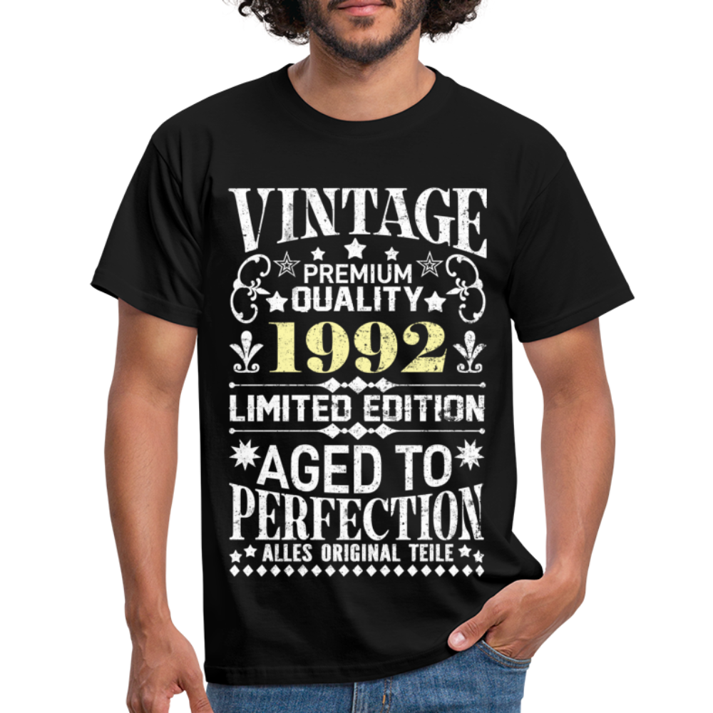 30. Geburtstag Geboren 1992 Vintage Männer Geschenk T-Shirt - black