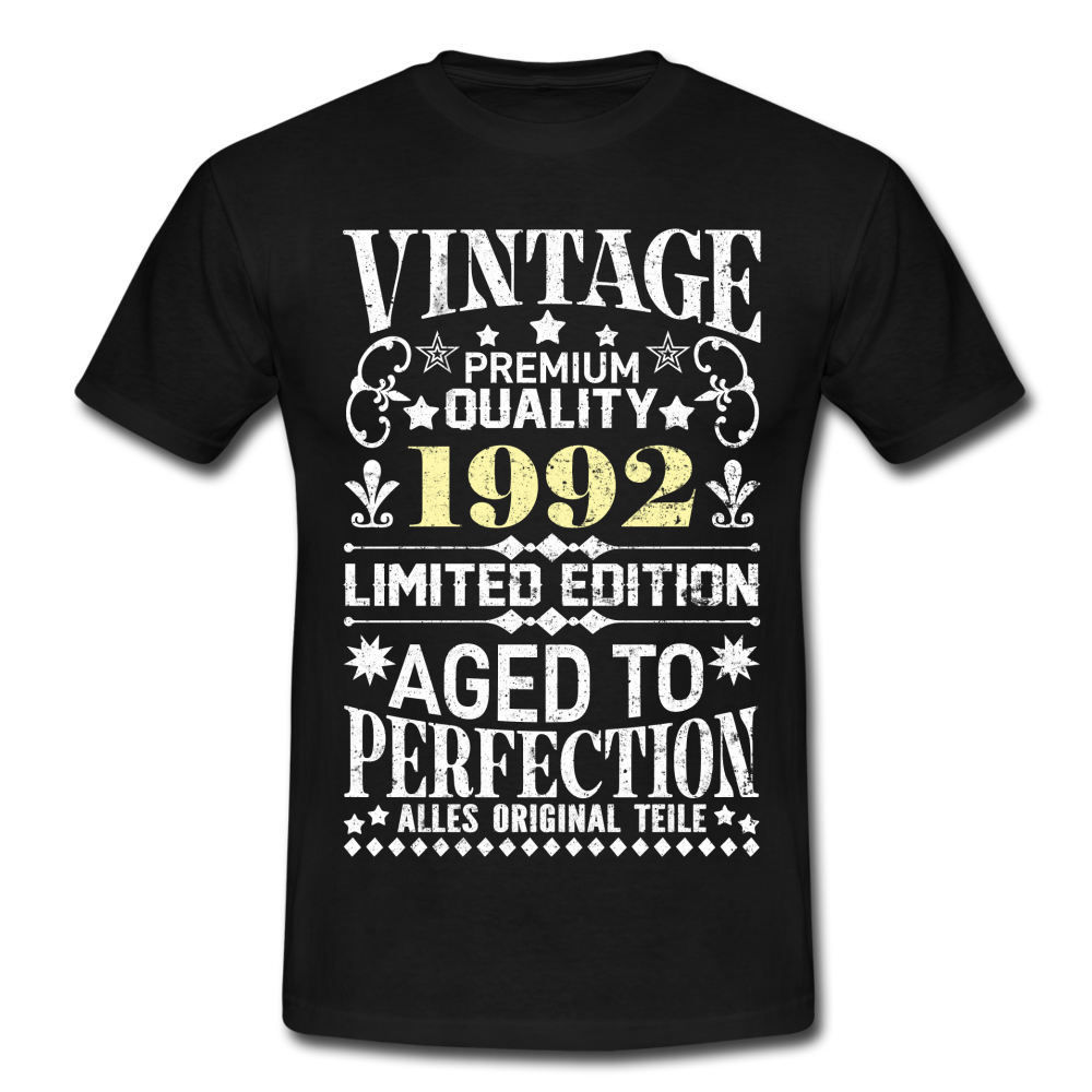 30. Geburtstag Geboren 1992 Vintage Männer Geschenk T-Shirt - black
