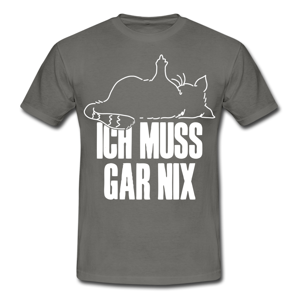 Faule Katze Stinkefinger Ich Muss Gar Nix Lustiges Witziges Männer T-Shirt - graphite grey