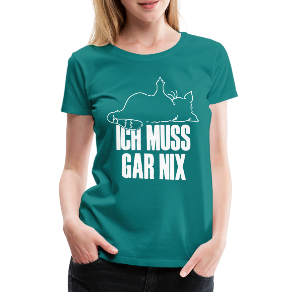 Faule Katze Stinkefinger Ich Muss Gar Nix Lustiges Witziges Frauen Premium T-Shirt - diva blue
