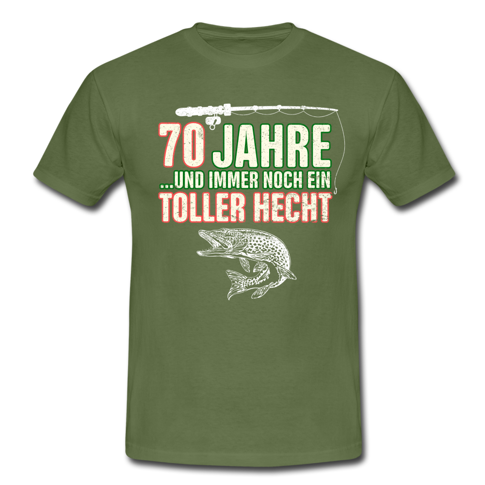 70 Jahre und immer noch ein toller Hecht Angler Geschenk T-Shirt - military green