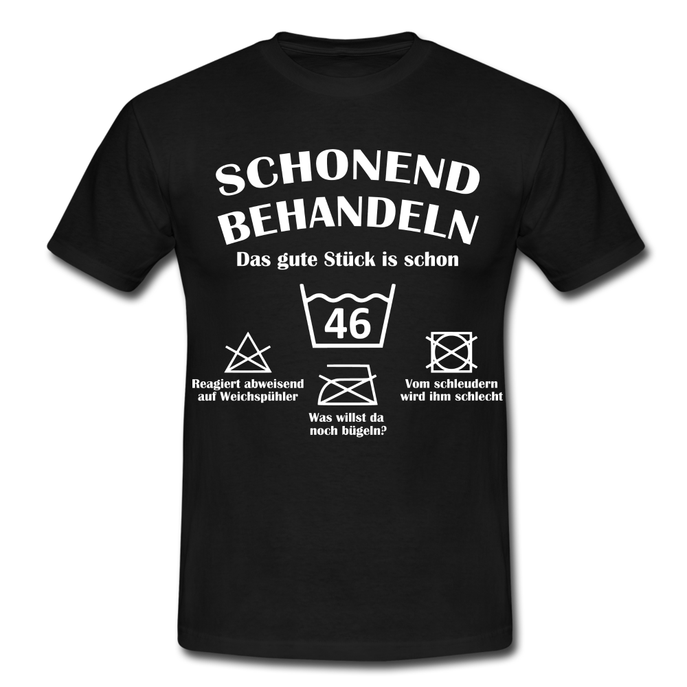 46. Geburtstags T-Shirt Schonend Behandeln - Das gute Stück is schon 46 Lustiges Geschenk Shirt - black