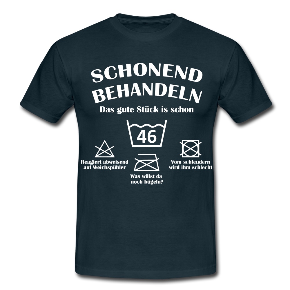 46. Geburtstags T-Shirt Schonend Behandeln - Das gute Stück is schon 46 Lustiges Geschenk Shirt - navy