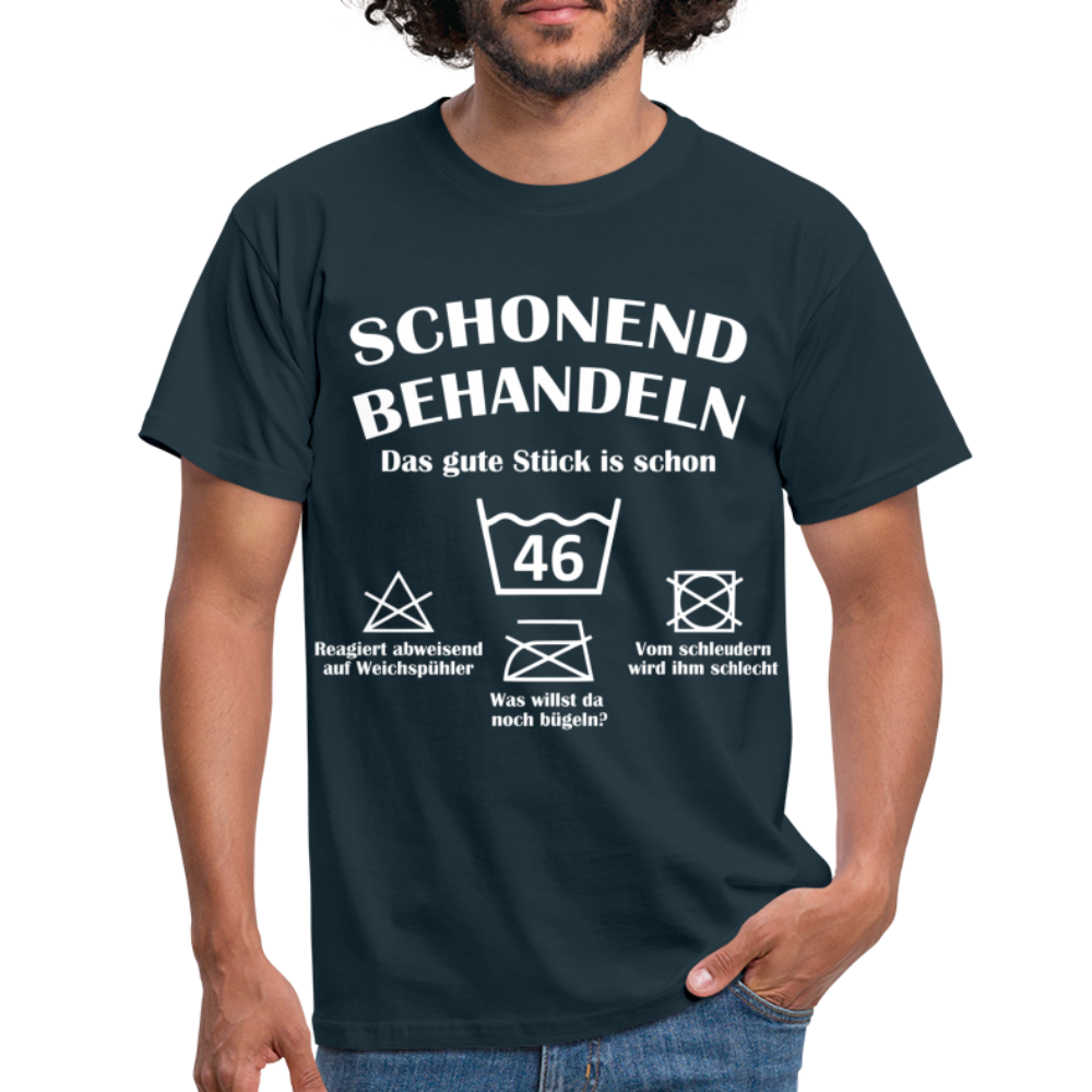 46. Geburtstags T-Shirt Schonend Behandeln - Das gute Stück is schon 46 Lustiges Geschenk Shirt - navy