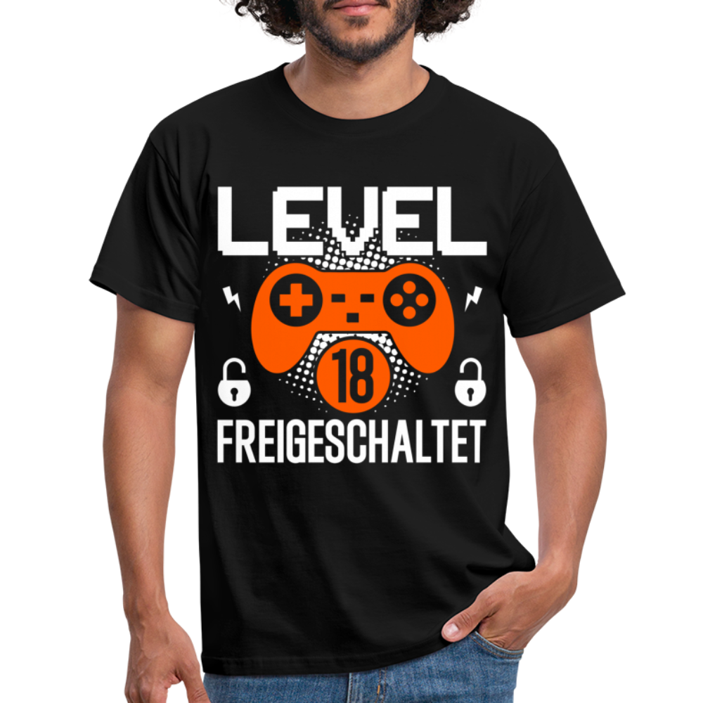Gamer 18. Geburtstag Gaming Shirt Level 18 Freigeschaltet Geschenk T-Shirt - black