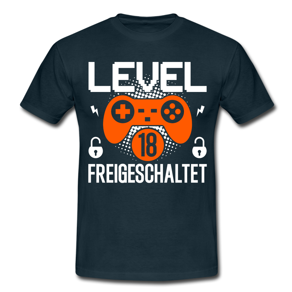 Gamer 18. Geburtstag Gaming Shirt Level 18 Freigeschaltet Geschenk T-Shirt - navy