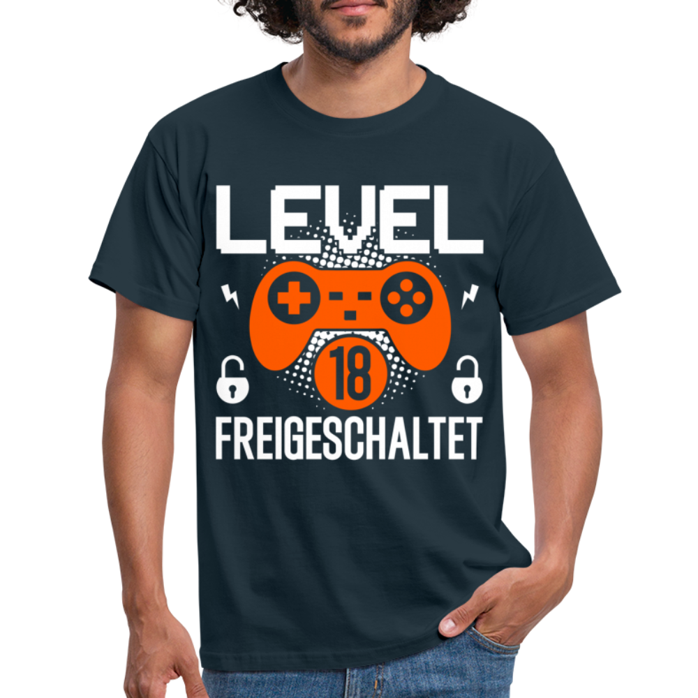Gamer 18. Geburtstag Gaming Shirt Level 18 Freigeschaltet Geschenk T-Shirt - navy