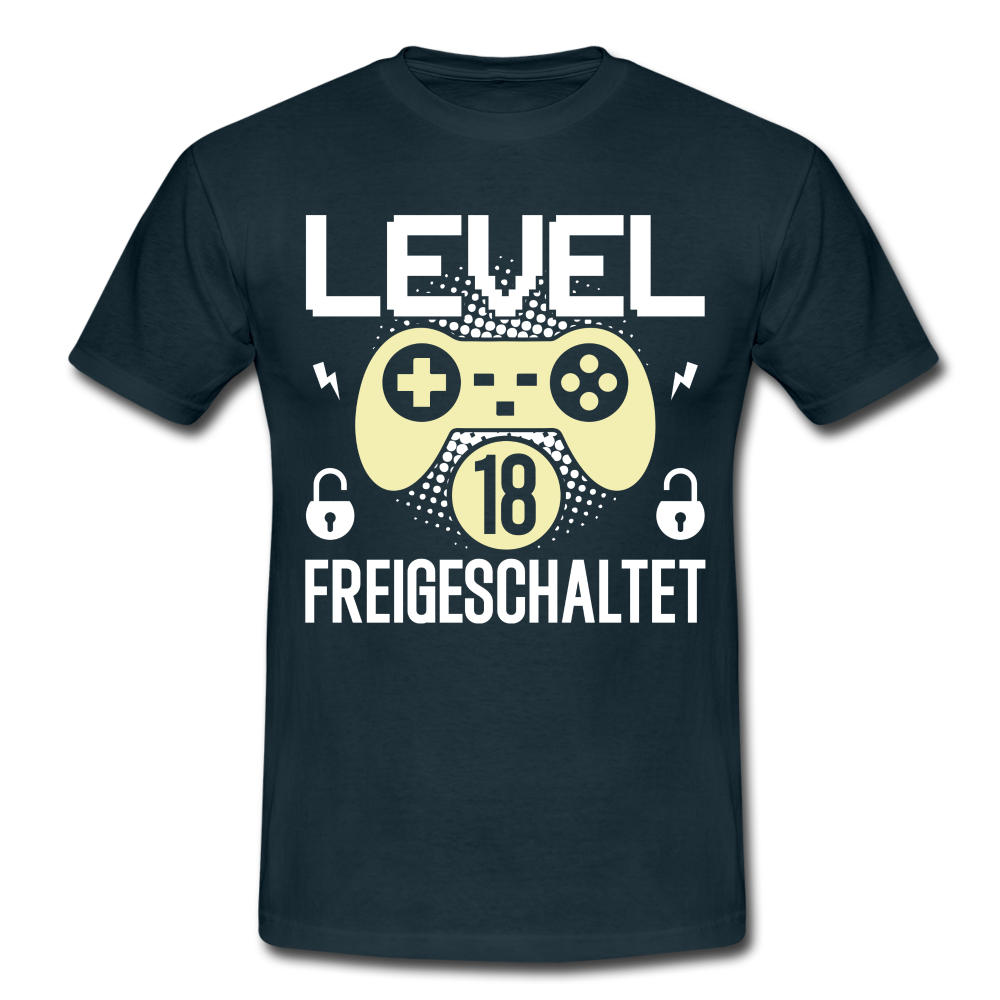 Gamer 18. Geburtstag Gaming Shirt Level 18 Freigeschaltet Geschenk T-Shirt - navy