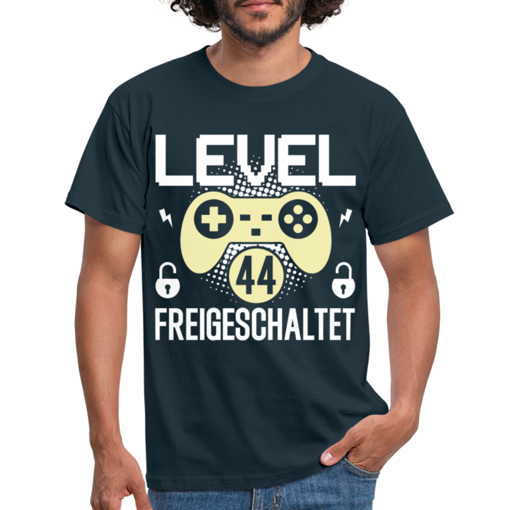 Gamer 44. Geburtstag Gaming Shirt Level 44 Freigeschaltet Geschenk T-Shirt - navy