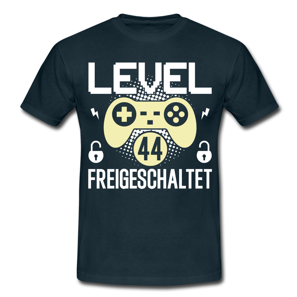 Gamer 44. Geburtstag Gaming Shirt Level 44 Freigeschaltet Geschenk T-Shirt - navy