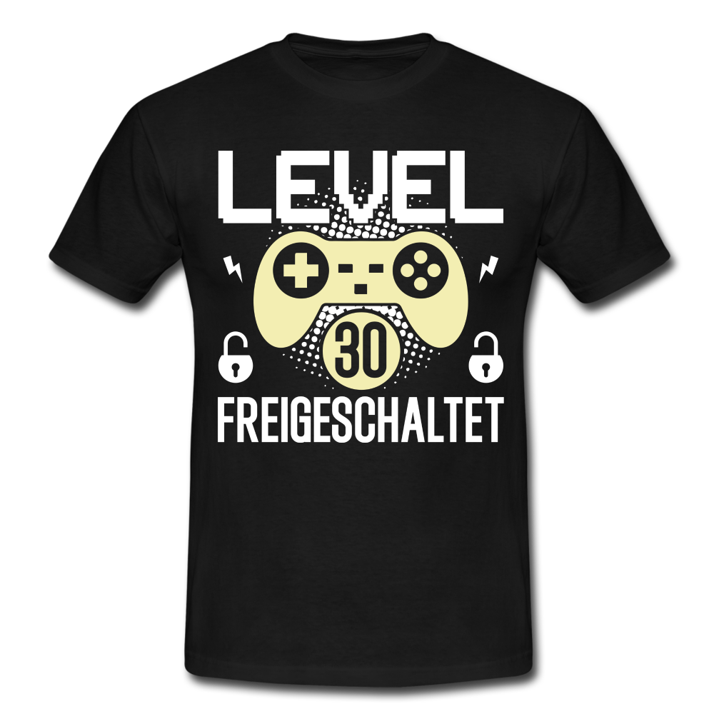Gamer 30. Geburtstag Gaming Shirt Level 30 Freigeschaltet Geschenk T-Shirt - black