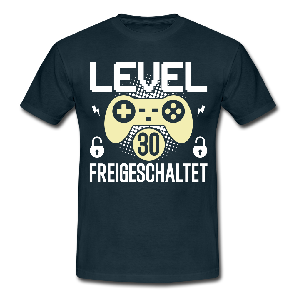 Gamer 30. Geburtstag Gaming Shirt Level 30 Freigeschaltet Geschenk T-Shirt - navy