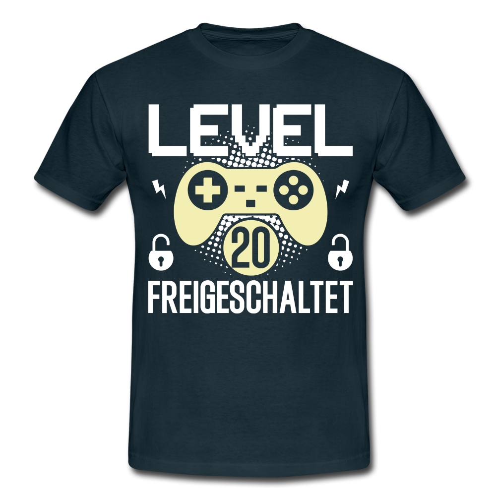 Gamer 20. Geburtstag Gaming Shirt Level 20 Freigeschaltet Geschenk T-Shirt - navy