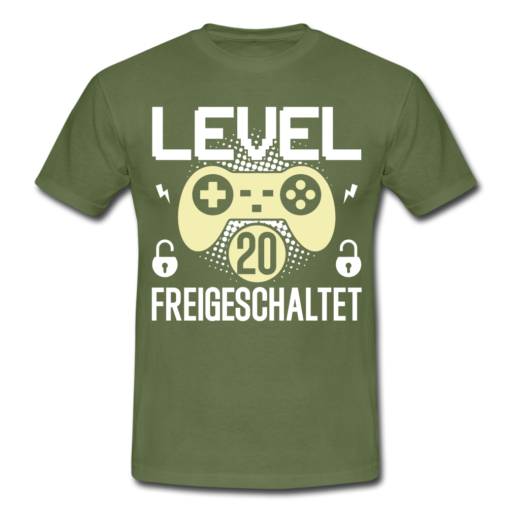 Gamer 20. Geburtstag Gaming Shirt Level 20 Freigeschaltet Geschenk T-Shirt - military green
