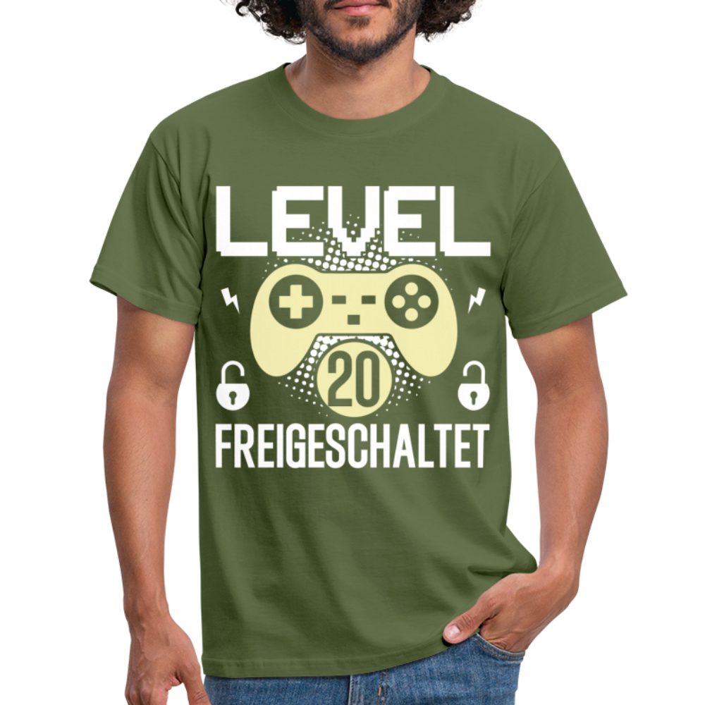Gamer 20. Geburtstag Gaming Shirt Level 20 Freigeschaltet Geschenk T-Shirt - military green